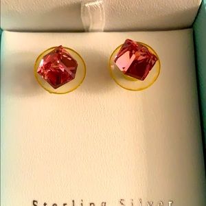 Pink cube stud earrings
